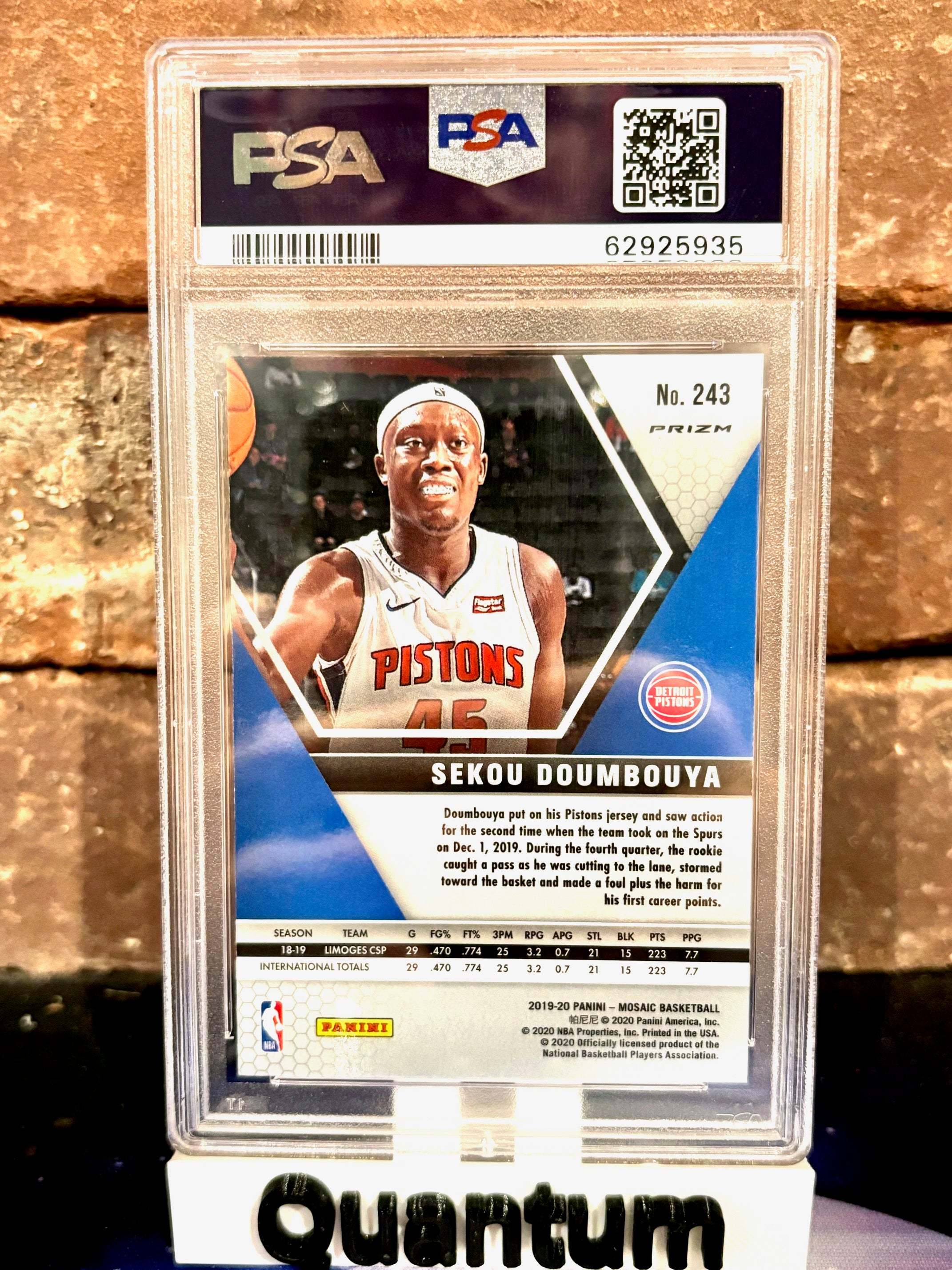 2019 Panini Mosaic Sekou Doumbouya Reactive Orange PSA 10