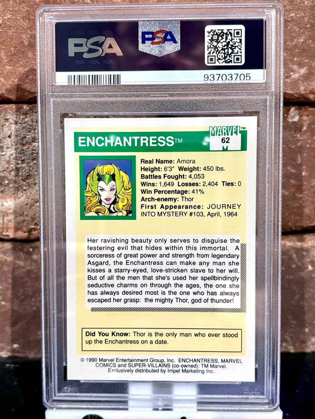 1990 Marvel Universe Enchantress PSA 6