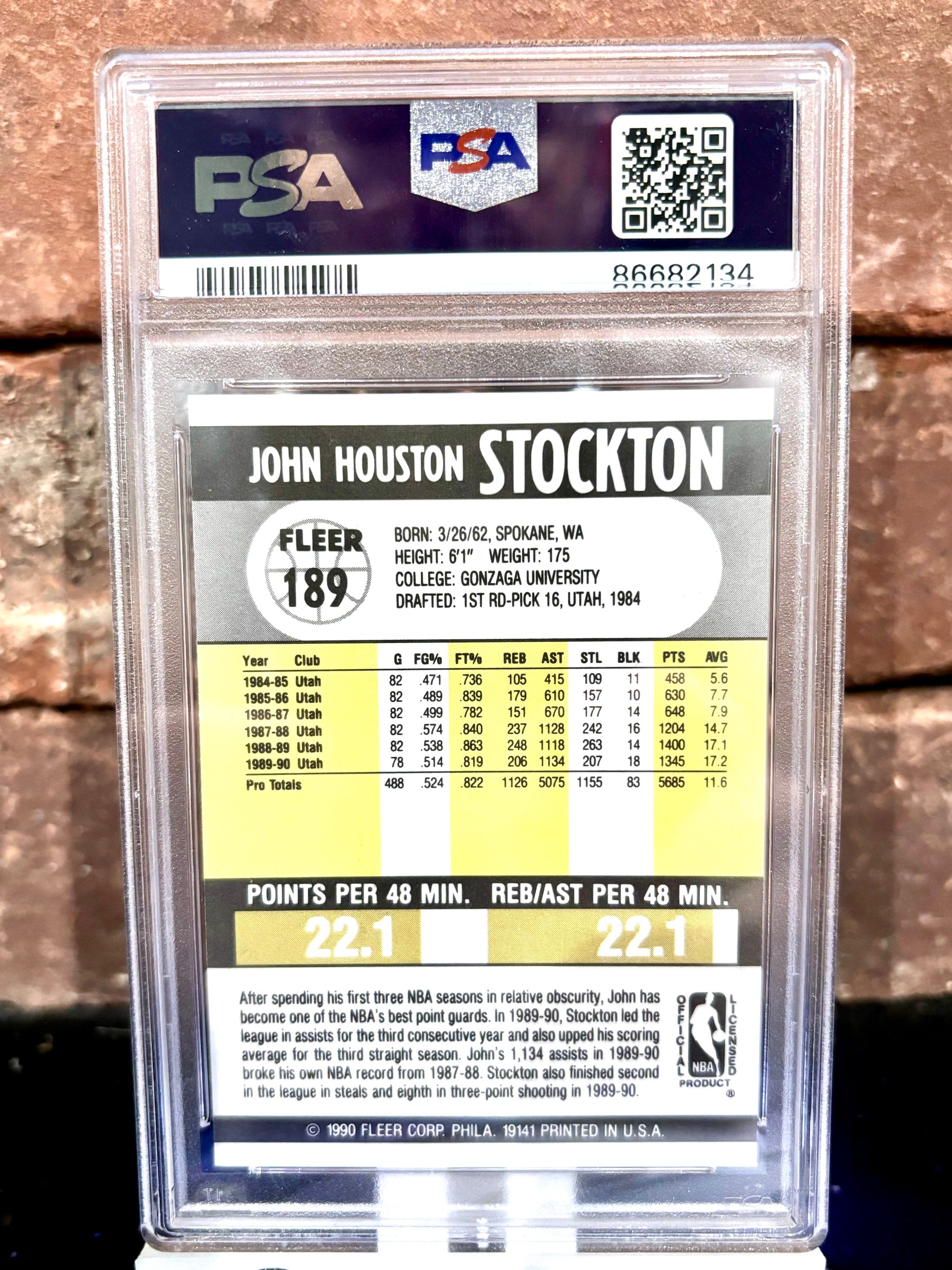 1990 Fleer John Stockton PSA 10