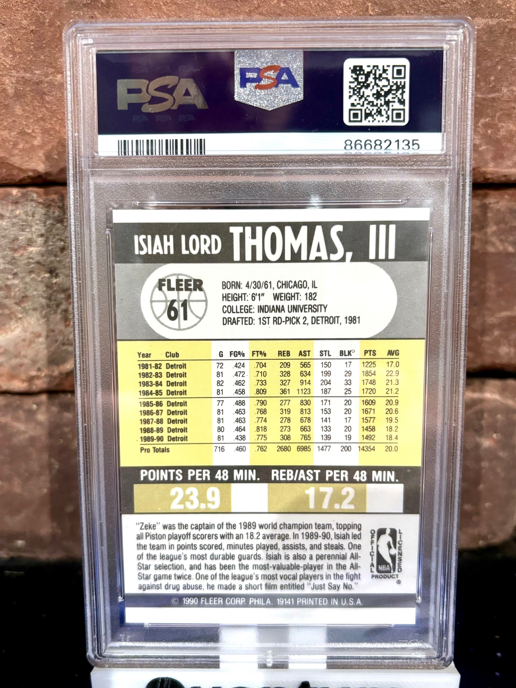 1990 Fleer Isiah Thomas PSA 9