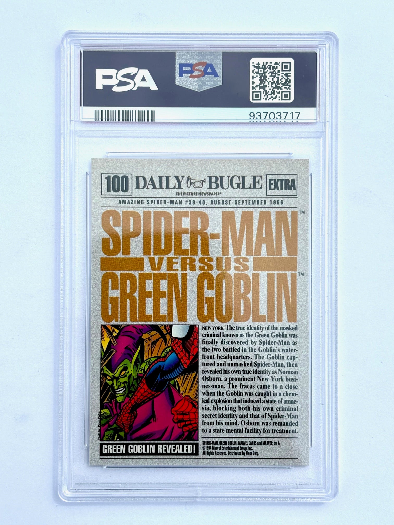 1994 Fleer Spiderman VS Green Goblin PSA 9