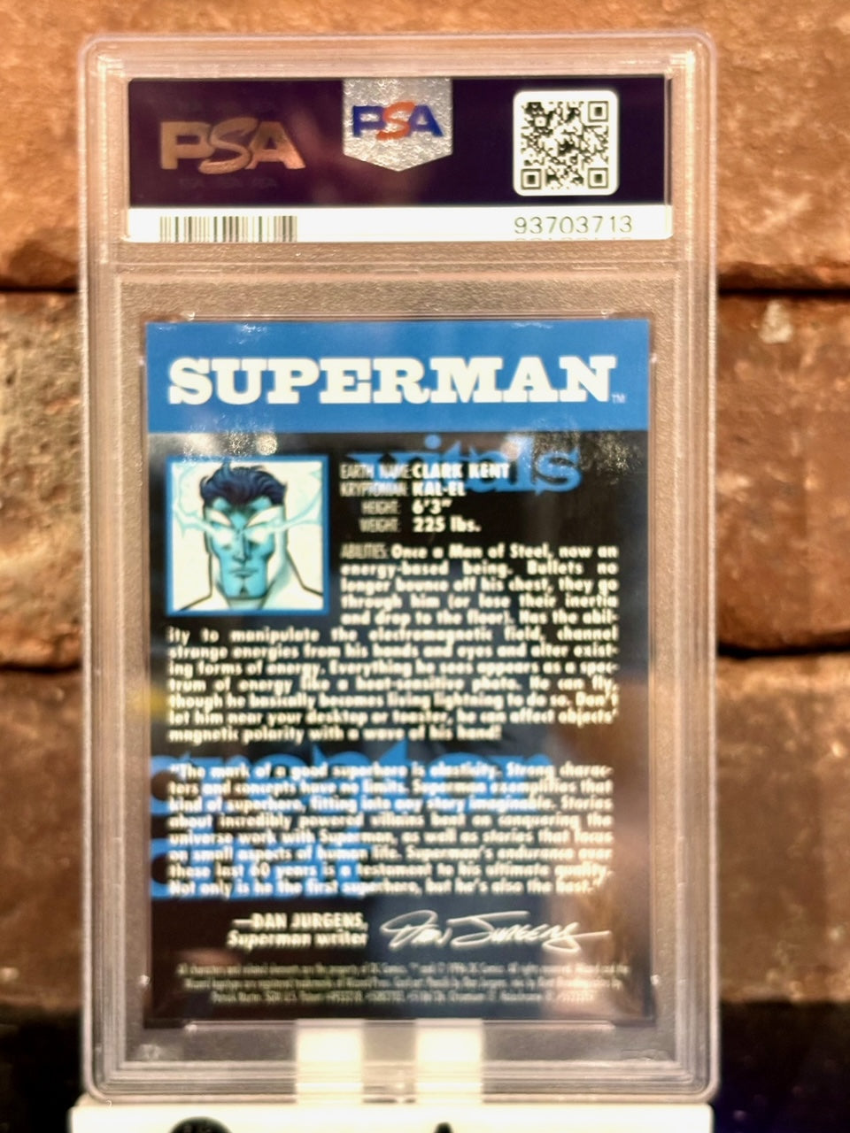 1996 Wizard Magazine Superman Chromium Series PSA 7