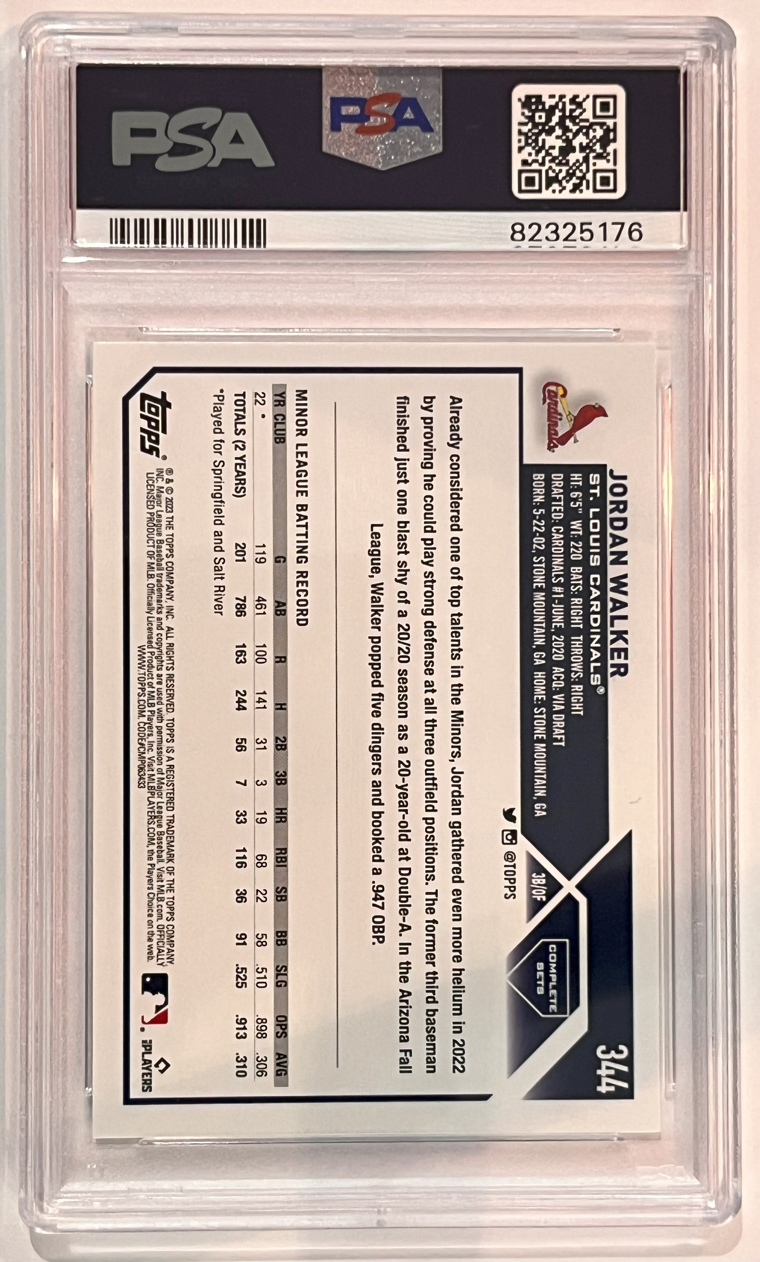 2023 Topps Complete Set #344 Jordan Walker RC PSA 10 Gem Mint