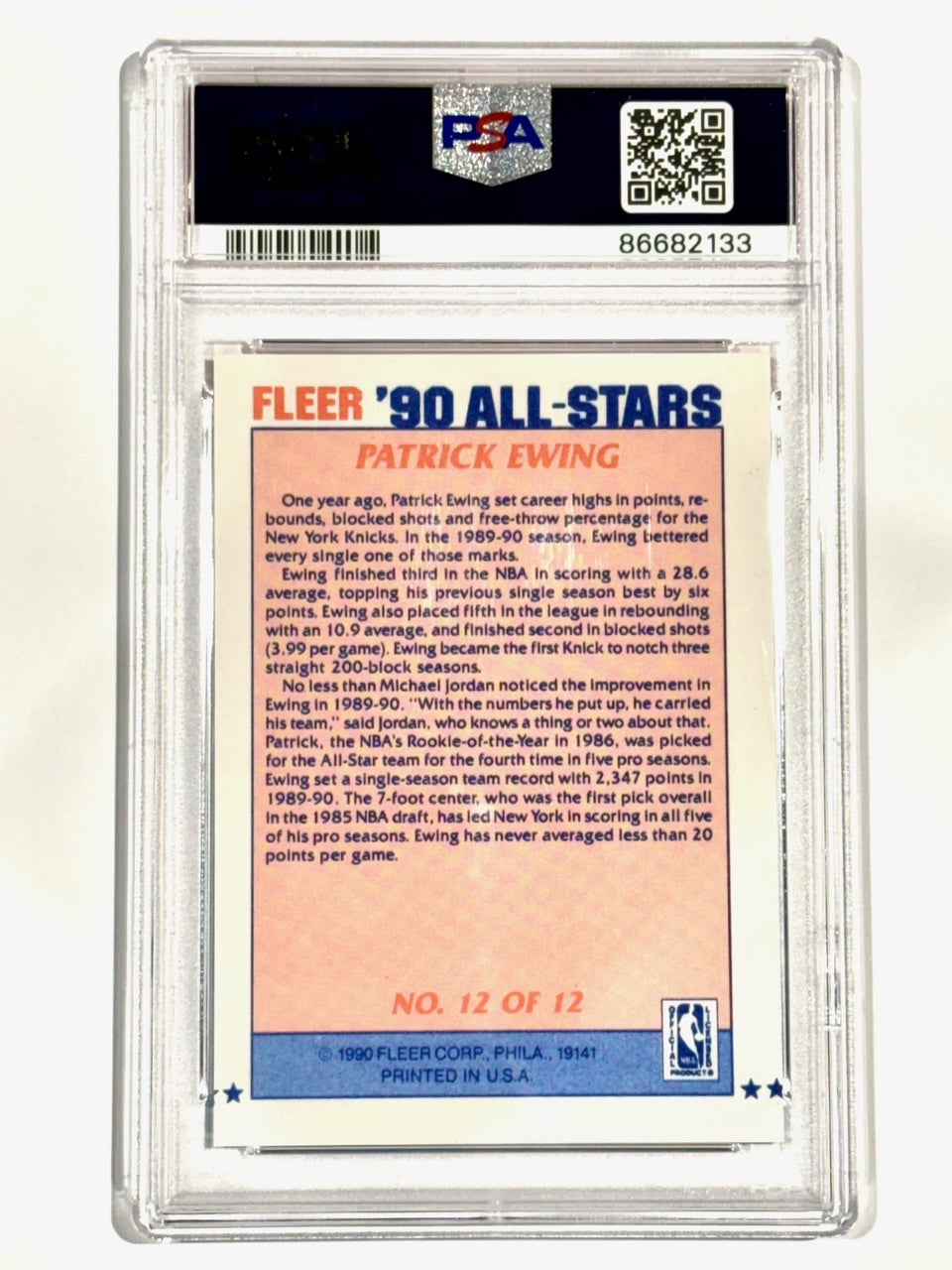 1990 Fleer All-Stars Patrick Ewing PSA 9