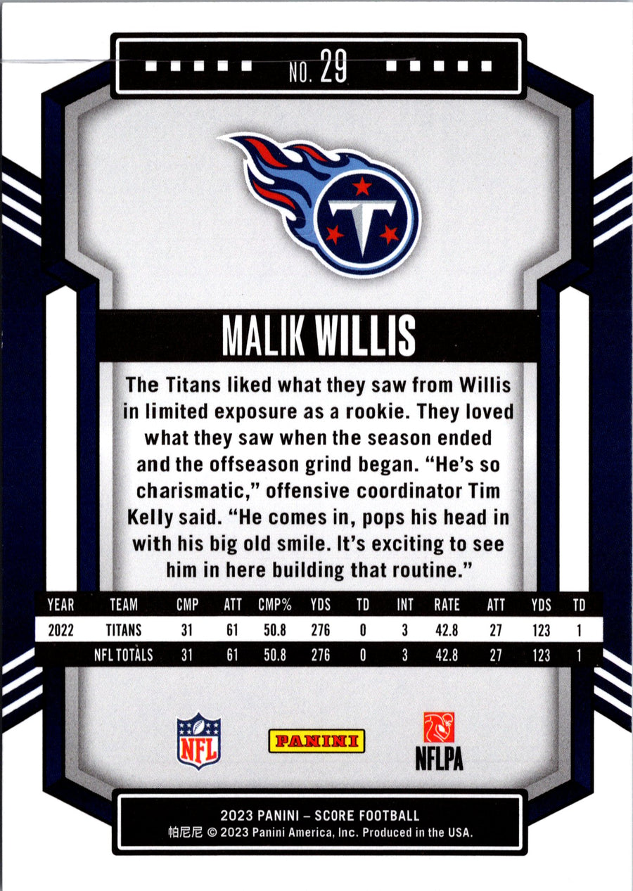 2023 Score Malik Willis Extraterrestrial Parallel SSP