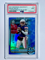 2021 Bowman University Malik Willis Chrome Prospects Blue Refractor PSA 9